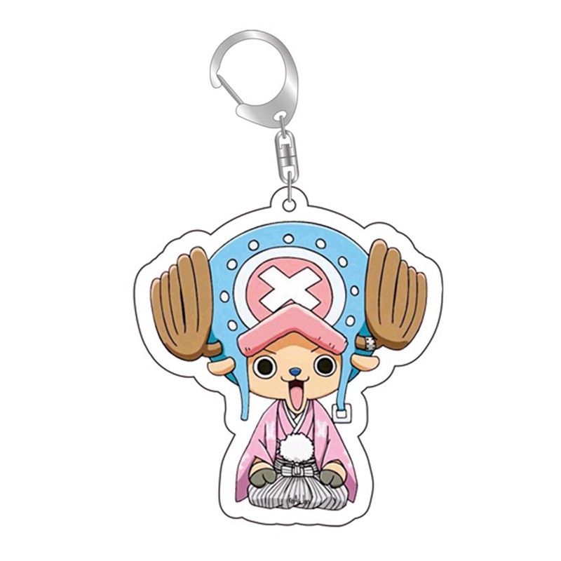 flowersqueen Móc Khóa Nhựa Acrylic Hai Mặt Họa Tiết Hoạt Hình One Piece