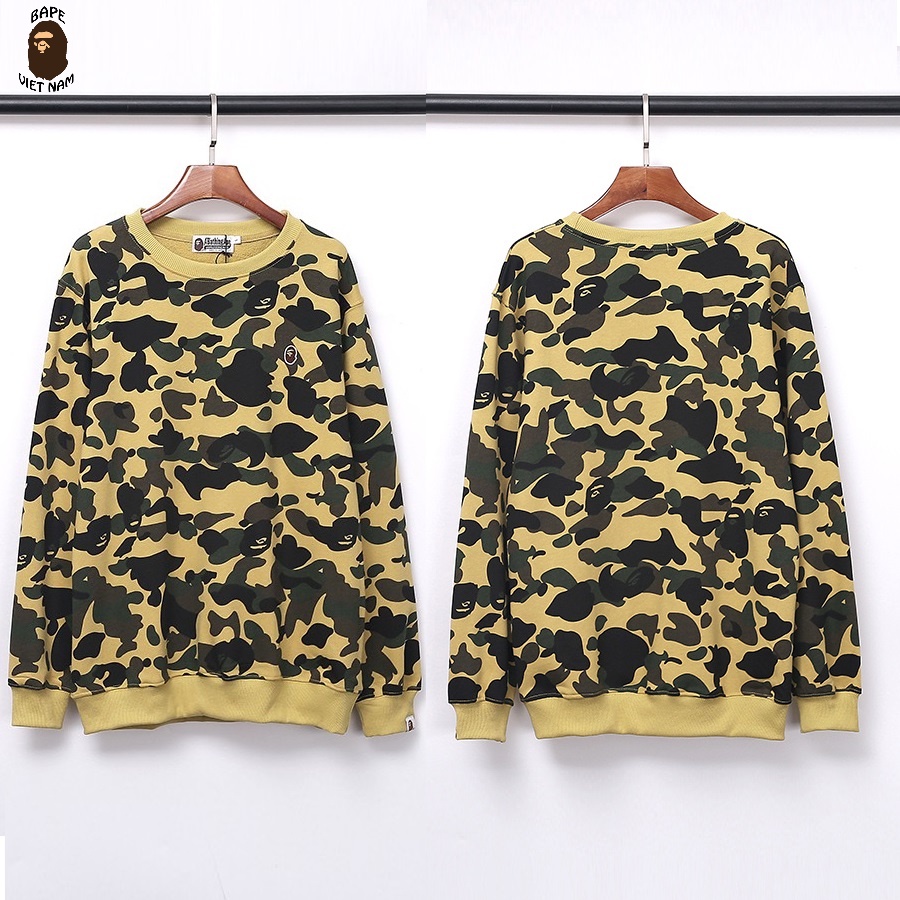 Áo Sweater A Bathing Ape Camo, Sweater Bape 4 màu Camo, Chất liệu Cotton Nỉ da cá BapeVN