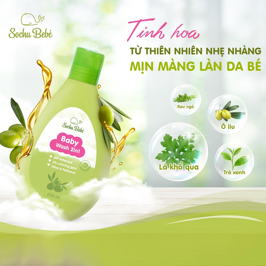 Sữa Tắm Gội 2 Trong 1 (Baby Wash 2 In 1) Sochu Bebé Dung Tích 200ml Tặng Thỏ Bông Xinh Xắn