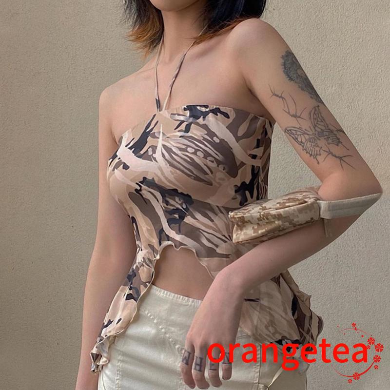 Áo ống hở lưng họa tiết rằn ri quyến rũ cho nữ