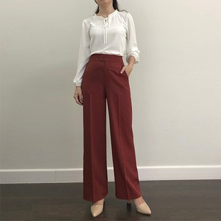 Quần ống suông cài trước (cam đất)