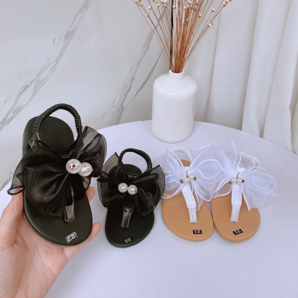 Dép Sandal Dép Quai Hậu Xỏ Ngón/Quai Ngang Đính Nơ Công Chúa Cho Bé Gái K125