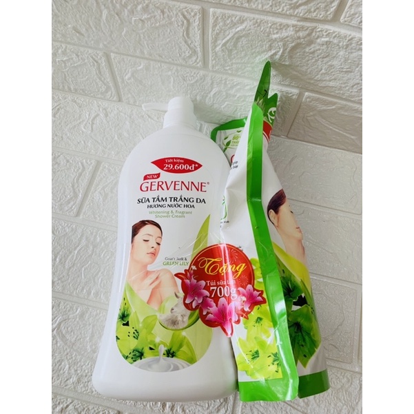 Sữa Tắm Trắng Da Gervenne 1,2 Lít ( Tặng Túi 700g)