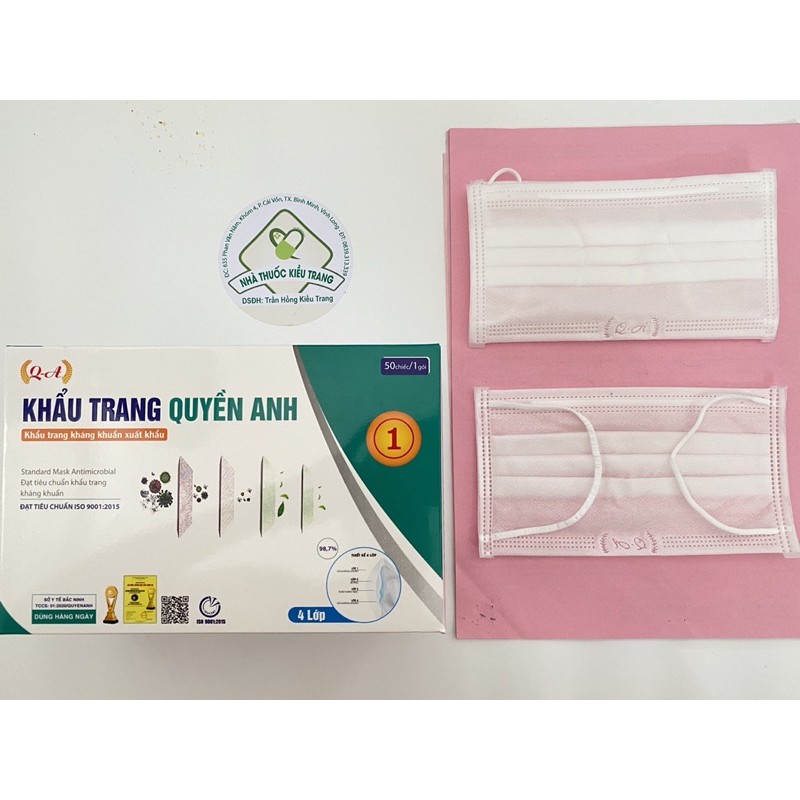 [NHÀ THUỐC] Khẩu trang y tế Quyền Anh 4 lớp - Hộp 50 cái