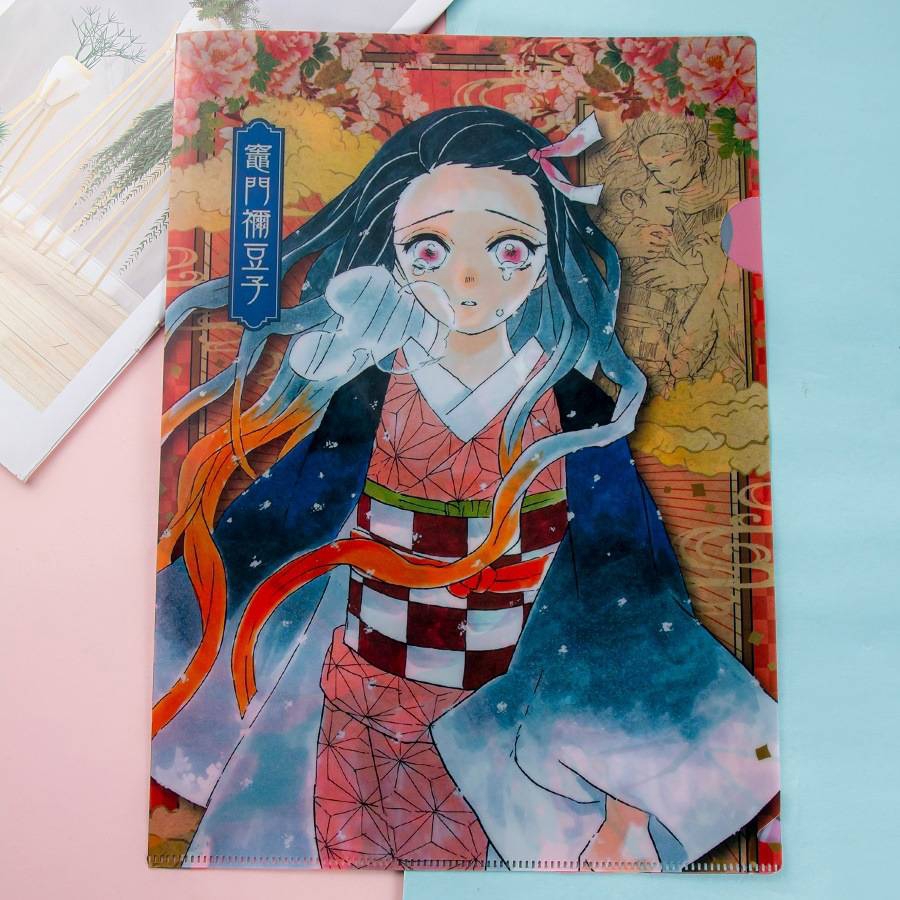 Túi clear bag túi đựng bài kiểm tra khổ A4 Anime Demon Slayer Kimetsu No Yaiba Kamado Tanjirou PVC Folder Receive Bag Concise Planner's Spiral Filing Products Card Holder Bag