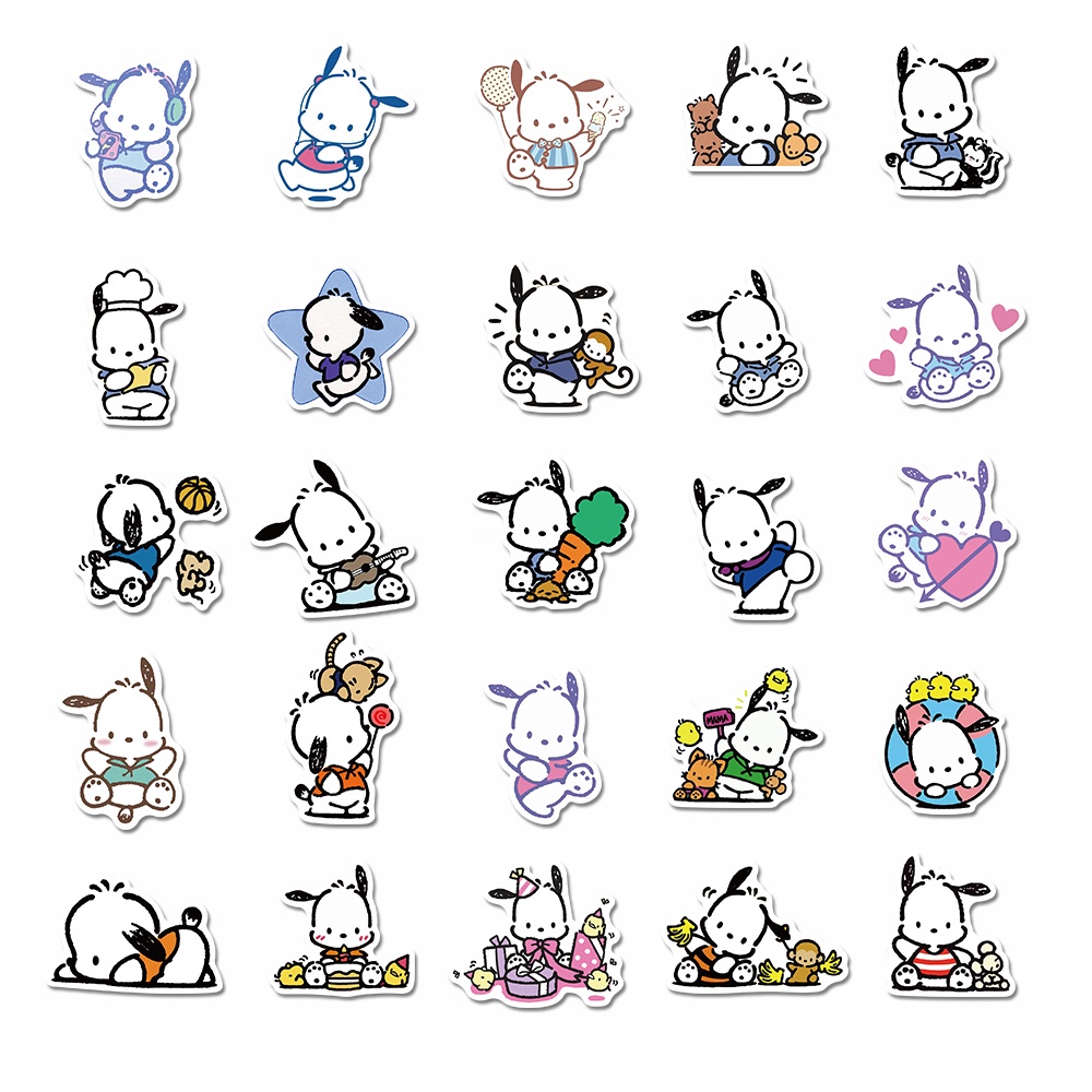 Bộ 50 miếng dán trang trí máy tính xách tay hình chú chó Pacha dễ thương chống thấm nước