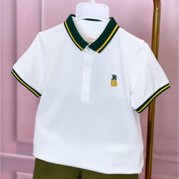 Áo polo cotton 137KIDS thiết kế quả dứa cho bé trai bé gái