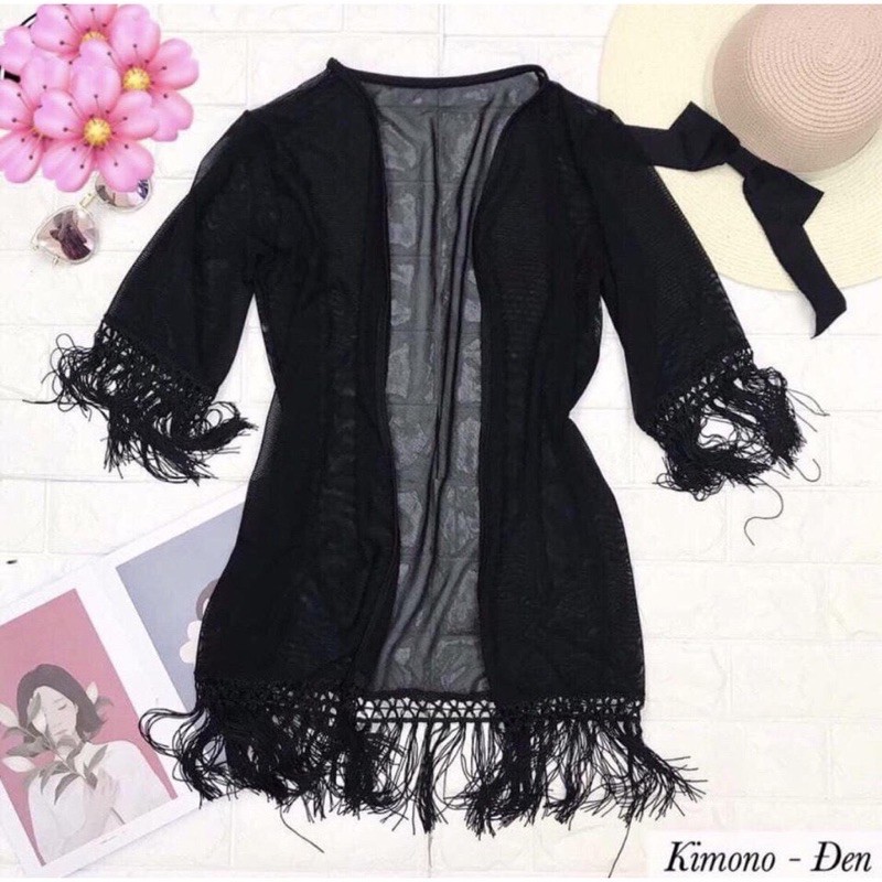 Áo khoác kimon đi biển dáng dài áo choàng bikini tay phồng | BigBuy360 - bigbuy360.vn