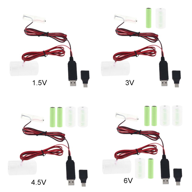 SC USB/Type C Mains Convert to AA+D Size Battery Eliminator Replace 1-4pc Battery