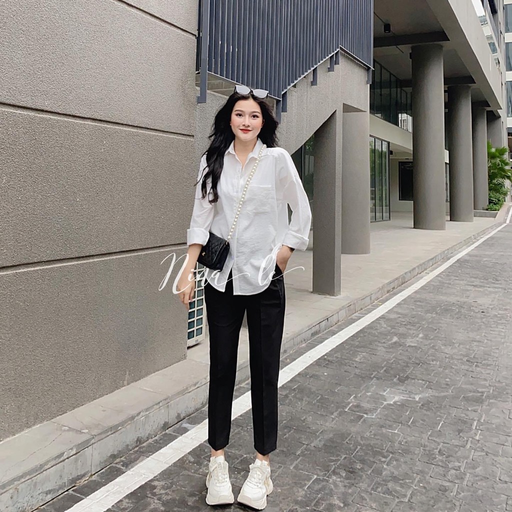 Áo sơ mi dài tay đũi lụa đuôi tôm không nhăn form rộng | BigBuy360 - bigbuy360.vn