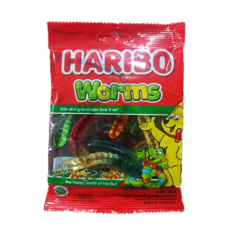 Kẹo dẻo hương trái cây tự nhiên Haribo Worms gói 80g