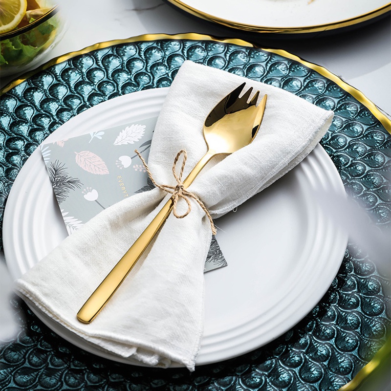 304 Salad Inox Giỏ Cắm Muỗng Nĩa Tích Hợp Trái Cây Thìa Ăn Liền Muỗng Nĩa Thìa Tráng Miệng Trái Cây Nĩa