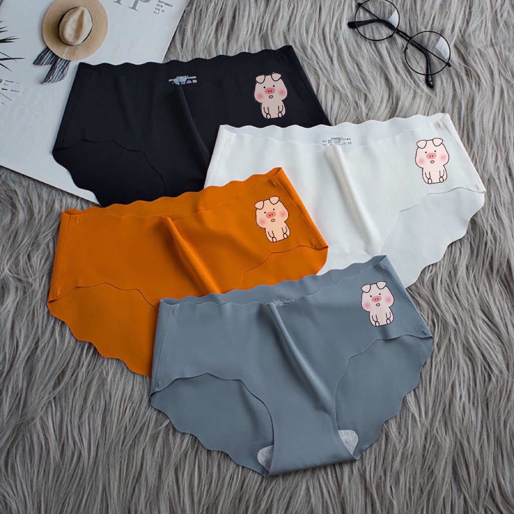 Quần Lót Lụa Lạnh Không Đường May Lưng Vừa Kháng Khuẩn Thoáng Khí In Họa Tiết Hoạt Hình Phong Cách Nhật Bản Cho Nữ