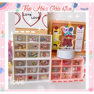 Kệ mini 3 tầng 9 ô đựng phụ kiện, mỹ phẩm, đồ dùng học tập - Gaunho