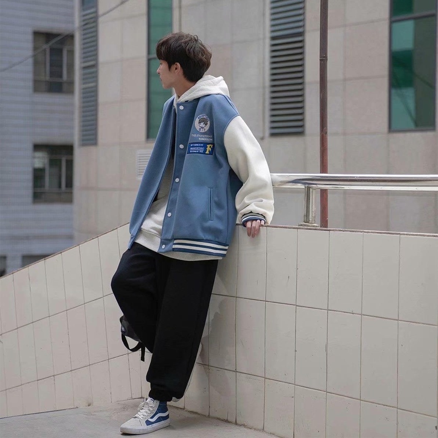 Áo khoác nam bomber varsity nỉ hoạ tiết thêu 100% unisex