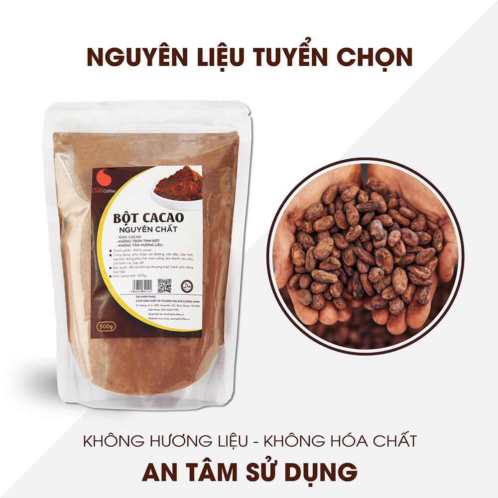 Cacao nguyên chất không đường, vị đắng - Light Coffee 1kg (2 gói 500gr)