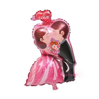 Bong bóng hình Cô Dâu Chú Rể Kiss,Phụ kiện trang trí tiệc cưới, Happy wedding