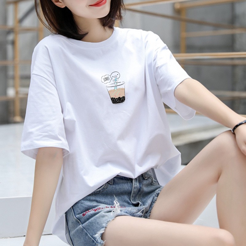 áo thun tay lỡ FREESHIP50K  áo thun in ly trà sữa TL509