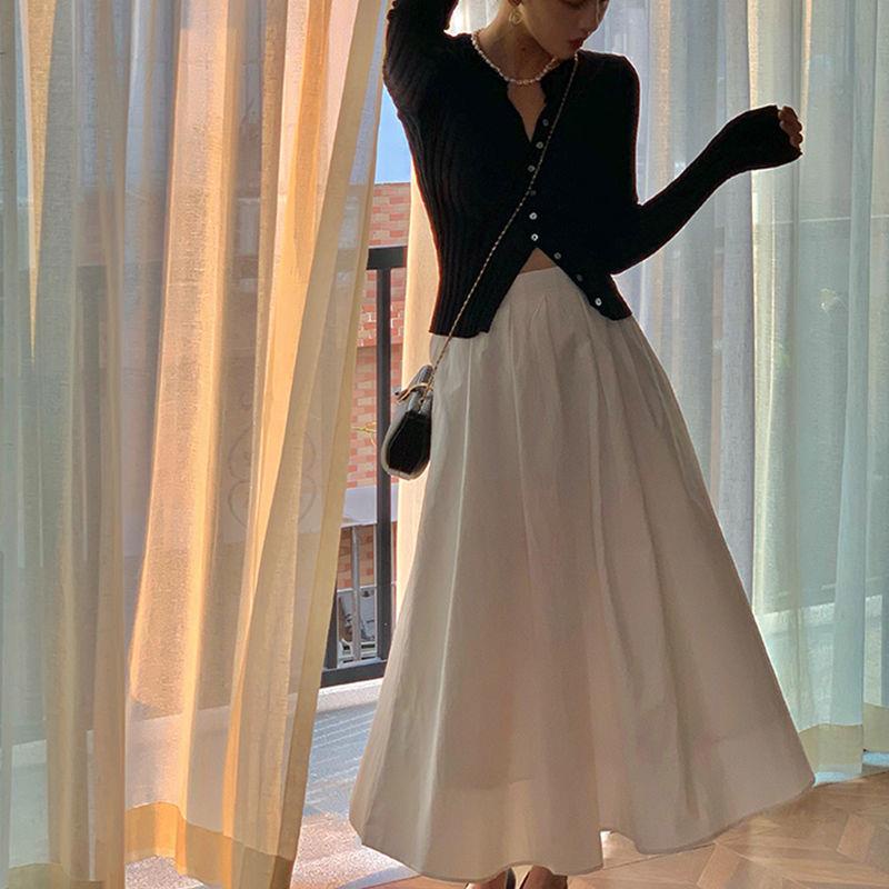 Chân Váy Chữ A Lưng Cao Phong Cách Hepburn Retro Mẫu 2021 Thời Trang Mùa Thu Cho Nữ