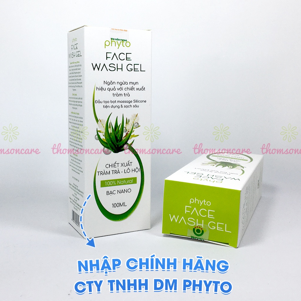 Sữa rửa mặt Phyto Face Wash Gel - chiết xuất từ Tràm trà, Lô hội srm giúp làm sạch bụi bẩn bã nhờn - Chai 100ml