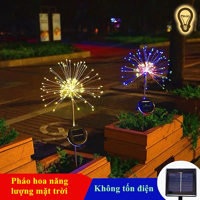 Đèn led năng lượng mặt trời hình pháo hoa trang trí decor sân vườn ngoài trời ban công MOXI