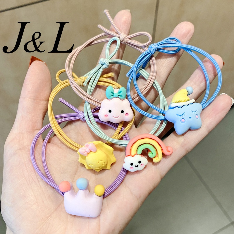 Dây Cột Tóc Cao Su Họa Tiết Hoạt Hình Nhiều Màu Sắc Dễ Thương Cho Nữ