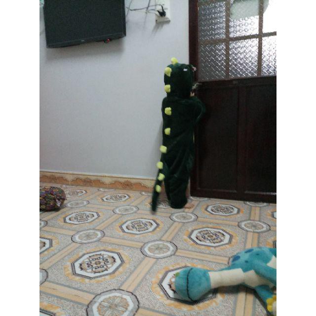 Bộ Đồ Khủng Long xanh liền thân lông mịn Pijama dành Cho Người Lớn và Trẻ Em Hoạt hình Cosplay Kigurumi Onesie