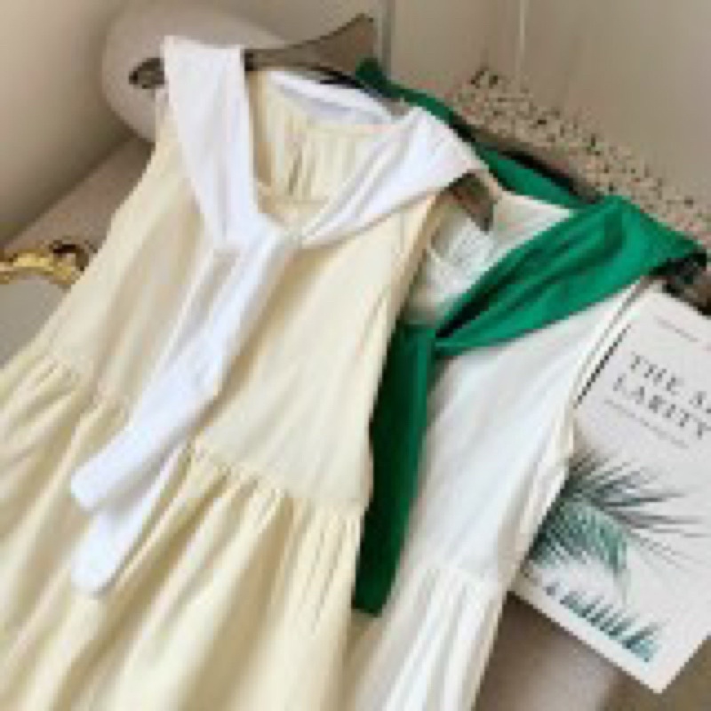 Váy babydoll kèm khăn cách điệu 3 màu xinh xắn Ulzzang Dres0422