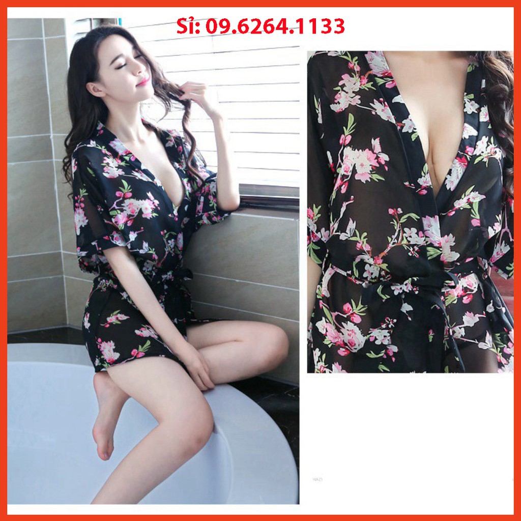 [HÀNG QC CAO CẤP] Áo choàng ngủ kimono voan lụa mỏng sexy gợi cảm giá rẻ Giá rẻ nhất