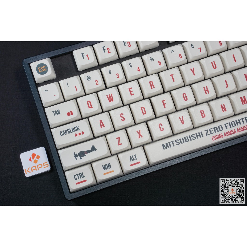 Bộ keycap MITSUBISHI ZERO FIGHTER - XDA - PBT - Dyesub - 162 nút cho bàn phím cơ (Filco, Leopold, IKBC, Edra, keychron)