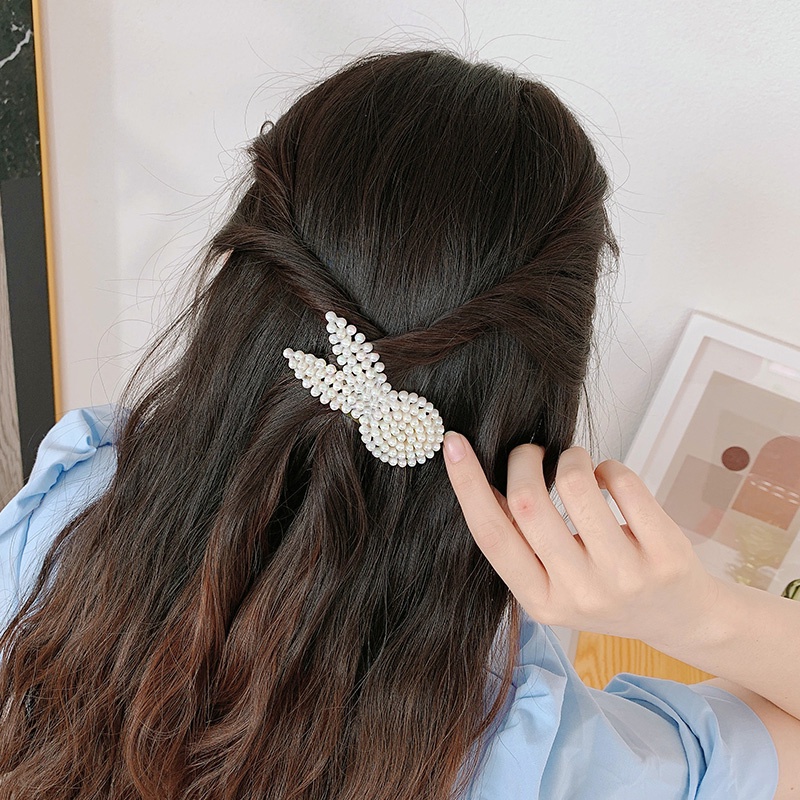 Kẹp Tóc Mái Ngọc Trai Nhân Tạo Kim Loại Đơn Giản Thời Trang Hàn Quốc Dành Cho Nữ