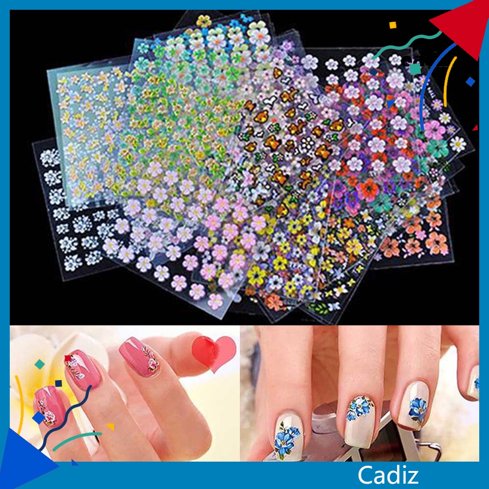 Bộ 10 Miếng Dán Chuyển Nước Hình Bông Hoa 3D Trang Trí Móng DIY