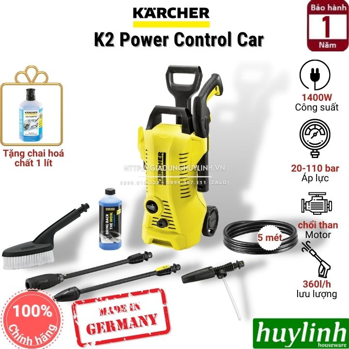 Máy phun xịt rửa xe Karcher K2 Power Control Car - Made in Đức - Tặng 1 lít hoá chất [thay thế Full Control]