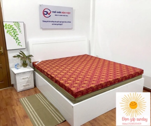 Đệm bông ép Việt Hàn bọc gấm gấp 3 từ 1m2 đến 1m8 Sunday Bedding đệm không lún(ảnh thật tự chụp)