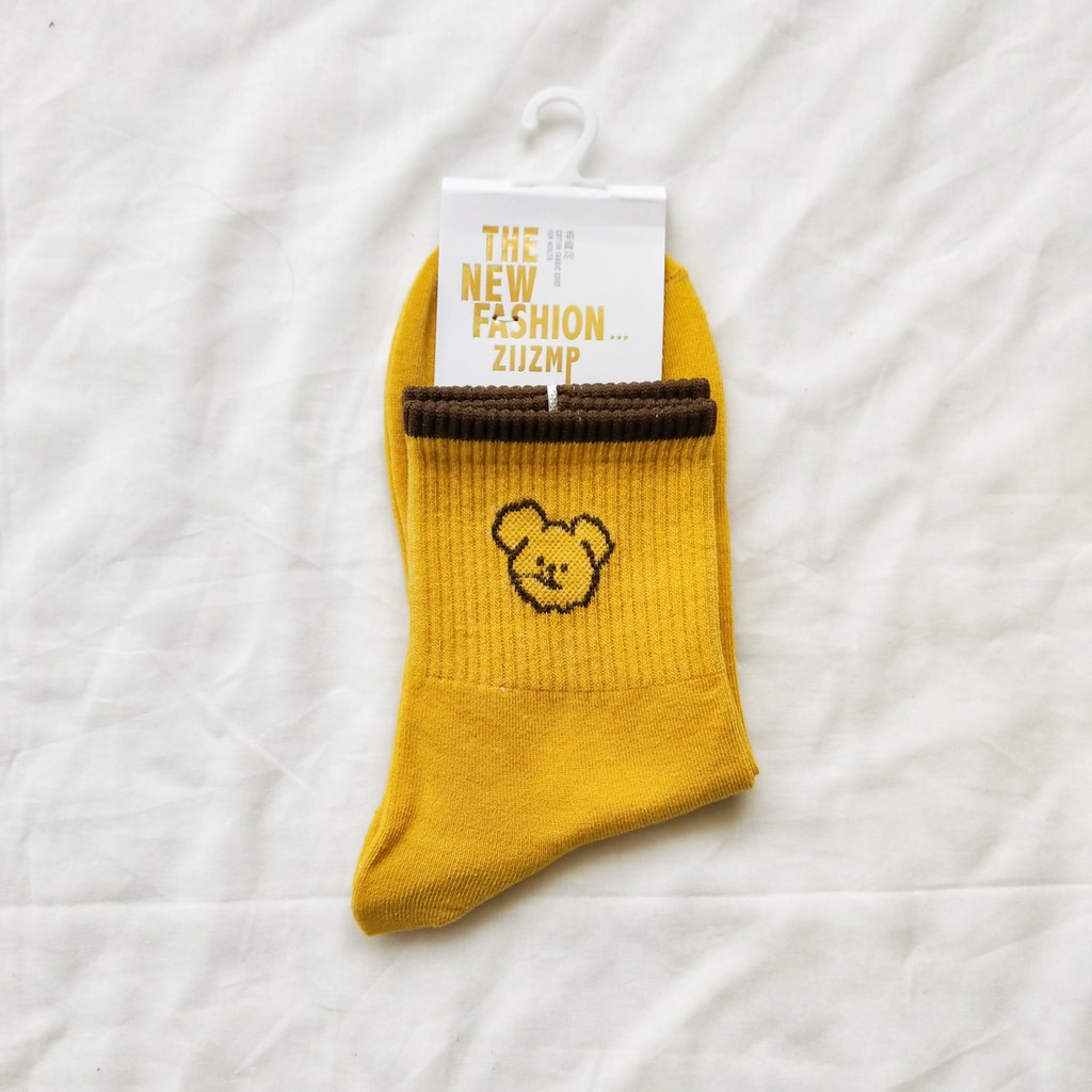 TẤT nữ cổ cao hàn quốc, nhiều màu họa tiết hình cổ hình gấu, tất cotton, chống hôi chân