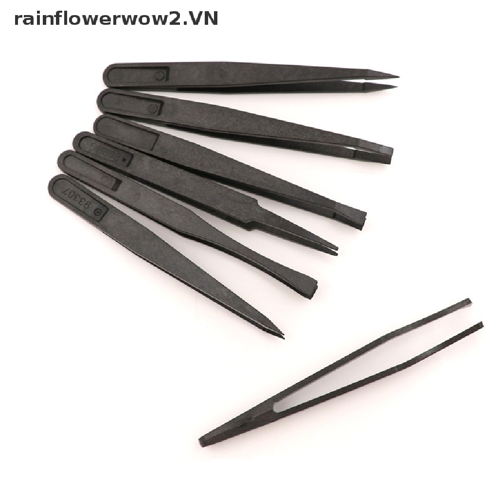 Set 7 Nhíp Nhựa Cứng Màu Đen Chống Tĩnh Điện Chuyên Dụng Sửa Chữa