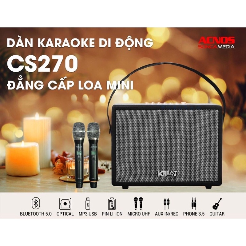 Loa xách tay cao cấp Acnos CS270 2023 + kèm balo - Hàng Chính Hãng - Gia Khang shop
