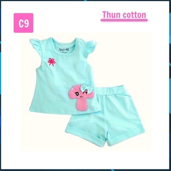Đồ bộ mặc nhà cho bé gái từ 9-22kg- Thun cotton - Tomchuakids