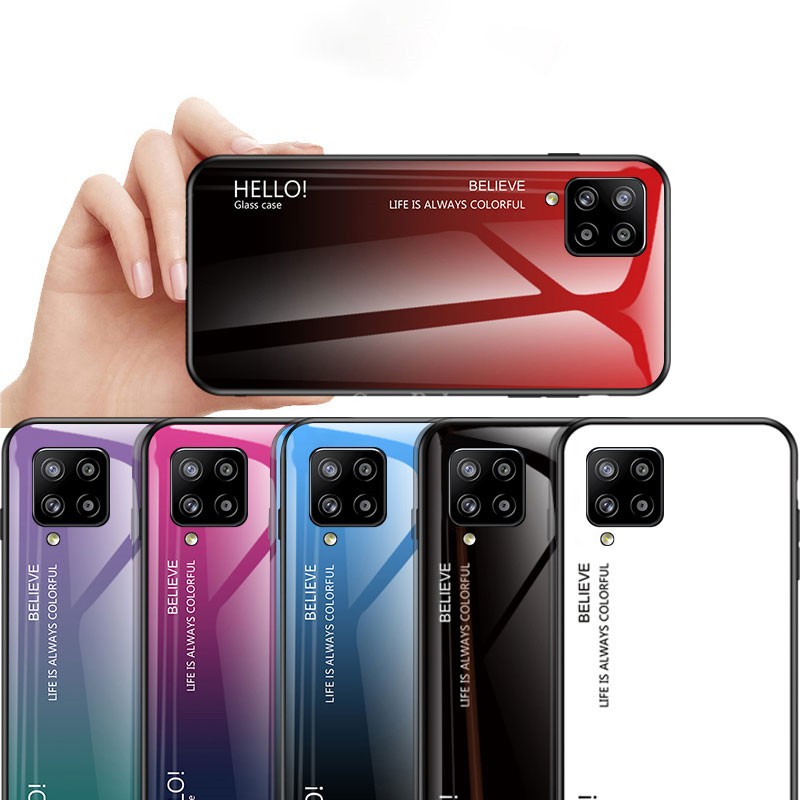 Ốp điện loại lưng kính cường lực màu Gradient cho Samsung Galaxy A12 | BigBuy360 - bigbuy360.vn