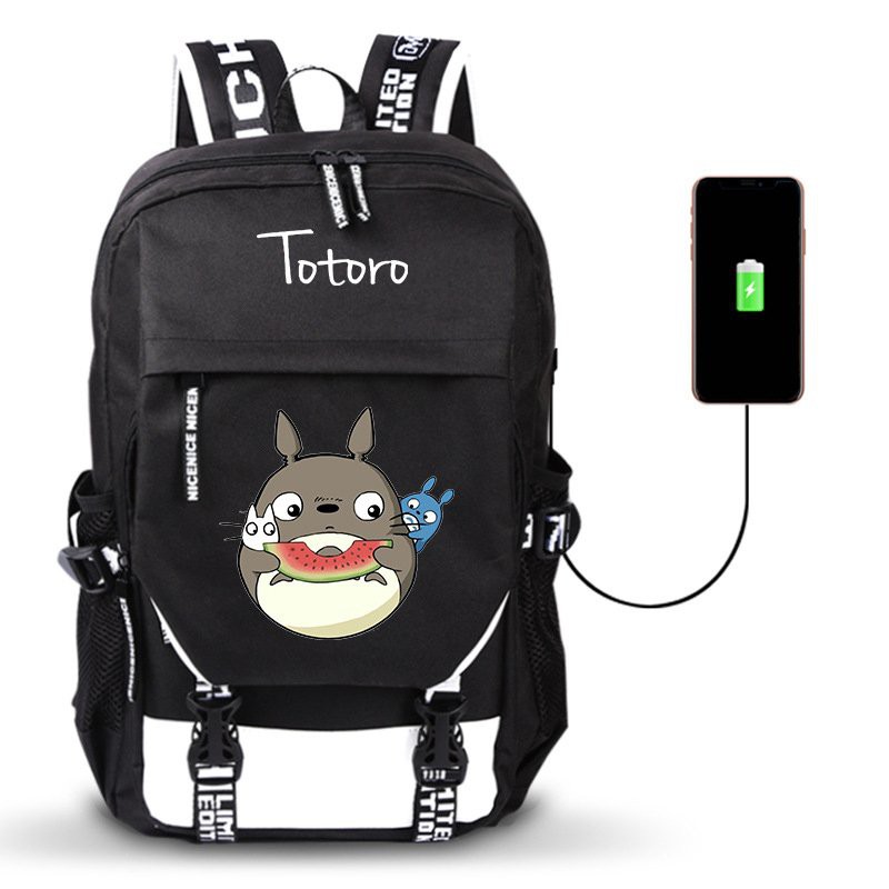 Balo Khóa Trắng Vát in hình MY NEIGHBOR TOTORO Hàng Xóm Của Tôi Là Totoro anime chibi đi học cặp sách tiện lợi