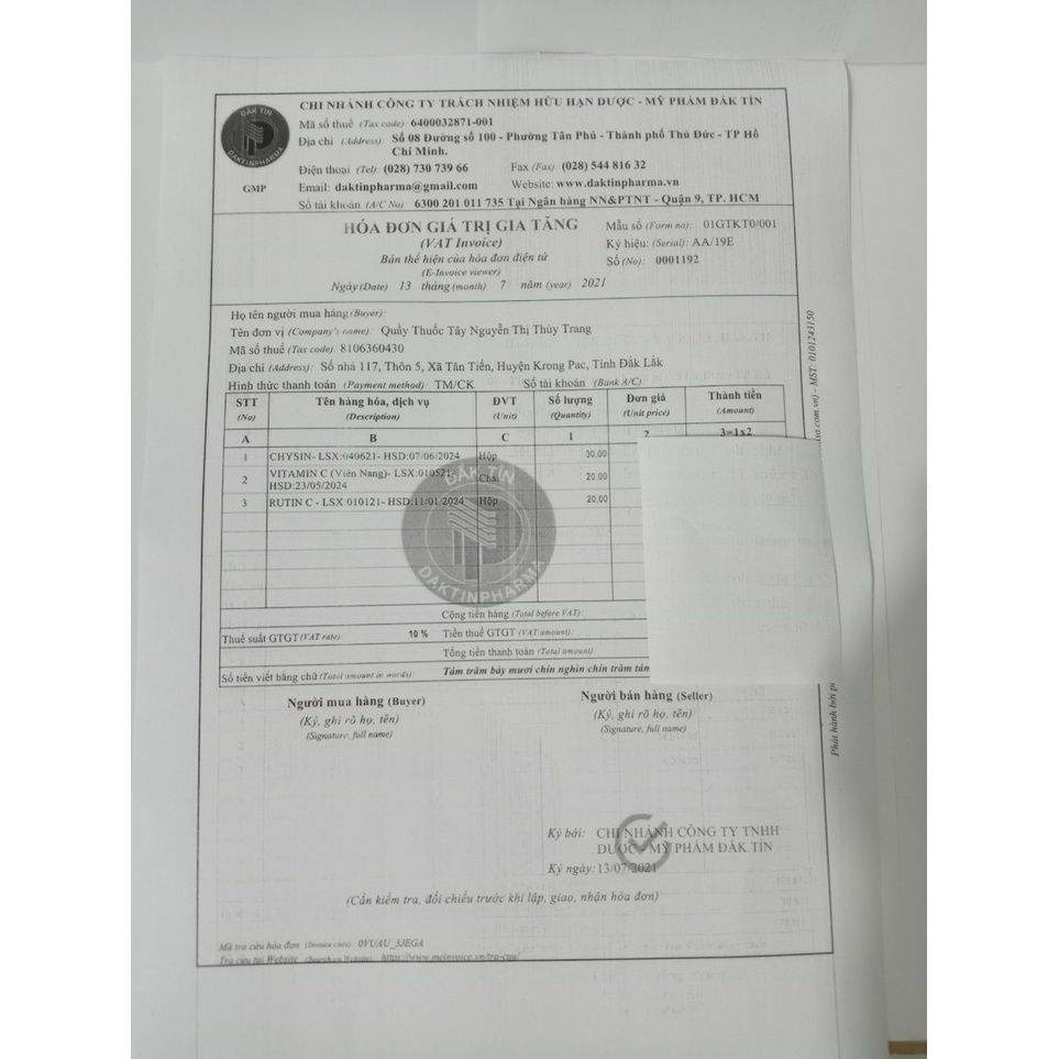 RUTIN C DAKTIN Hộp 100 viên giúp bền vững thành mạch..