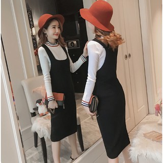 Đầm Bầu Thu Đông - Yếm Len Có Khóa Cho Con Ti Chất Đẹp
