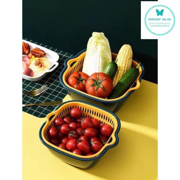Bộ Rổ Nhựa Kèm Chậu 6 Món Cao Cấp Mới Bộ Sét 6 Chậu Kèm Rổ Dáng Vuông Tiện Lợi