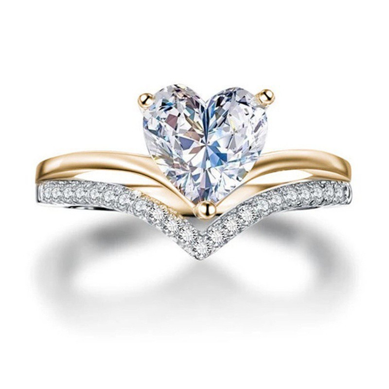 Exquisite Heart Ring Elegant Engagement Jewelry Wedding Fashion Accessory Diamond Gift