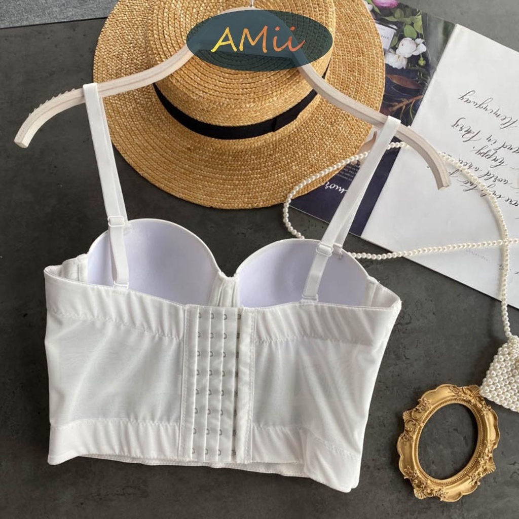 Áo Bra Không Dây Corset Vintage Amii Nâng Ngực Tạo Khe | Áo Lót Cài Sau Mặc Trong Phối Vest Gợi Cảm B002 | BigBuy360 - bigbuy360.vn
