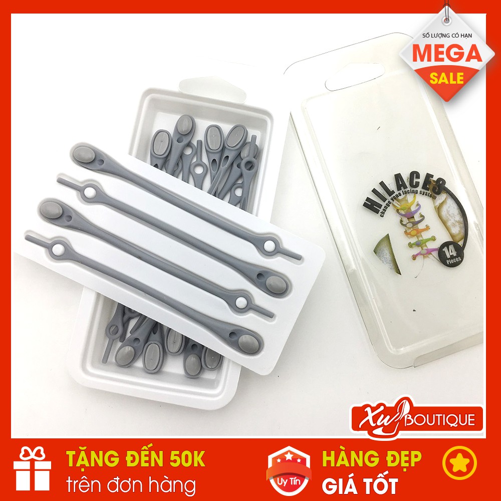 Dây Giày Cao Su Đàn Hồi Thông Minh Hilaces - Màu Ghi