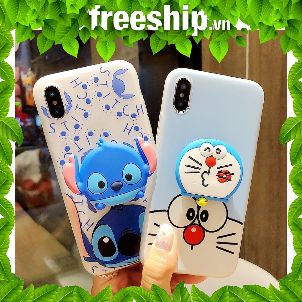 ốp lưng iphone stitch và doraemon ốp iphone từ 6 đến 11 pro max tặng kèm giá đỡ đa năng b87