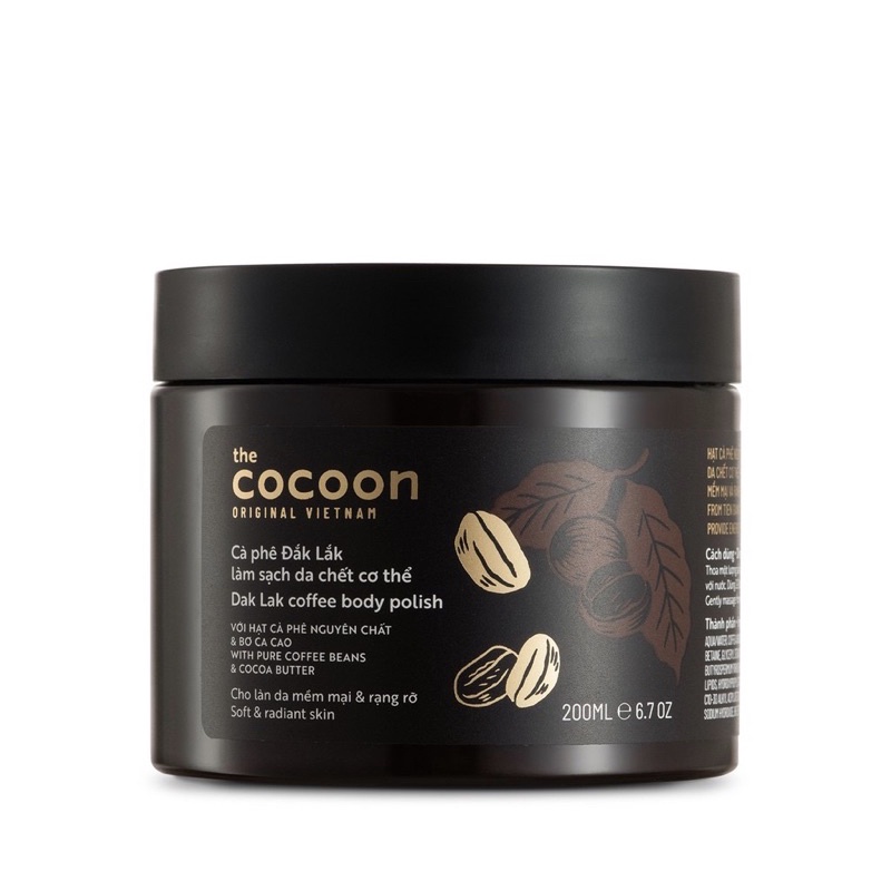 Tẩy da chết cơ thể cà phê Đắk Lắk Cocoon cho làn da mềm mại và rạng rỡ 200ml