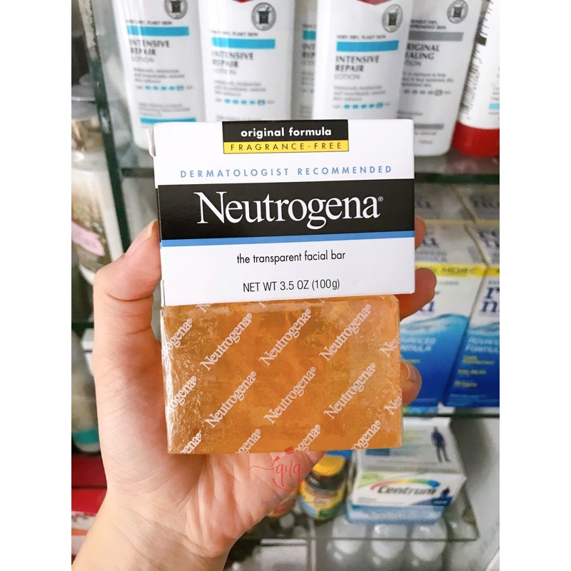 Xà phòng giảm mụn cho da mặt và lưng Neutrogena Transparent Facial Bar Original Formula Fragrance Free(100g)-USA