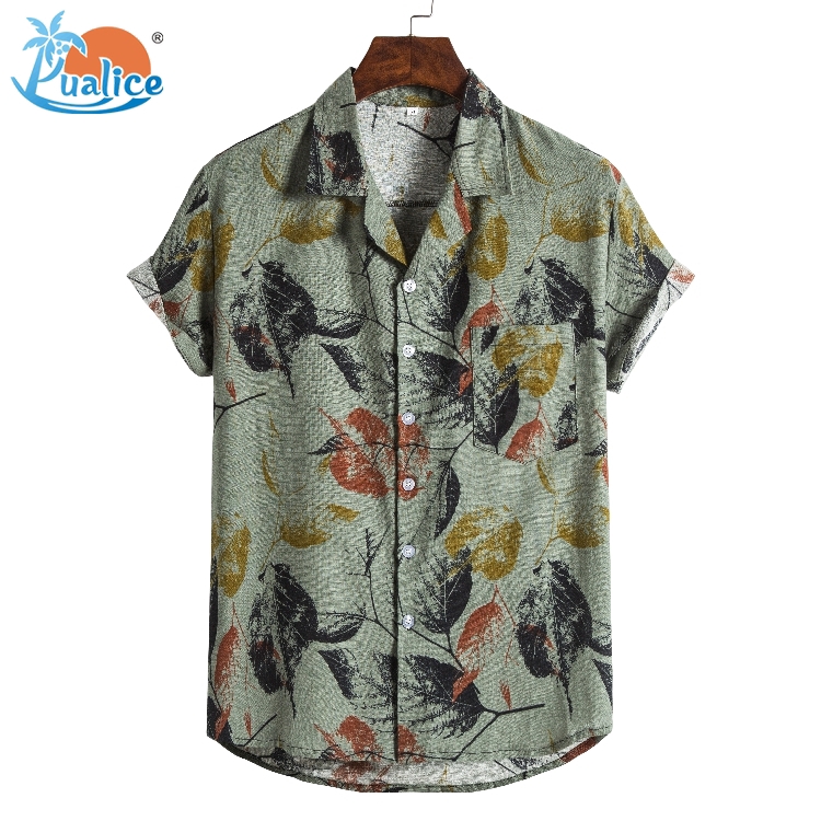 Cotton hemp ethnic style suit collar short sleeve shirt555